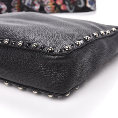 Valentino Garavani Pebbled Calfskin Butterfly Small Guitar Strap Rockstud Rolling Flip-Lock Messenger Bag Black 8 of 9