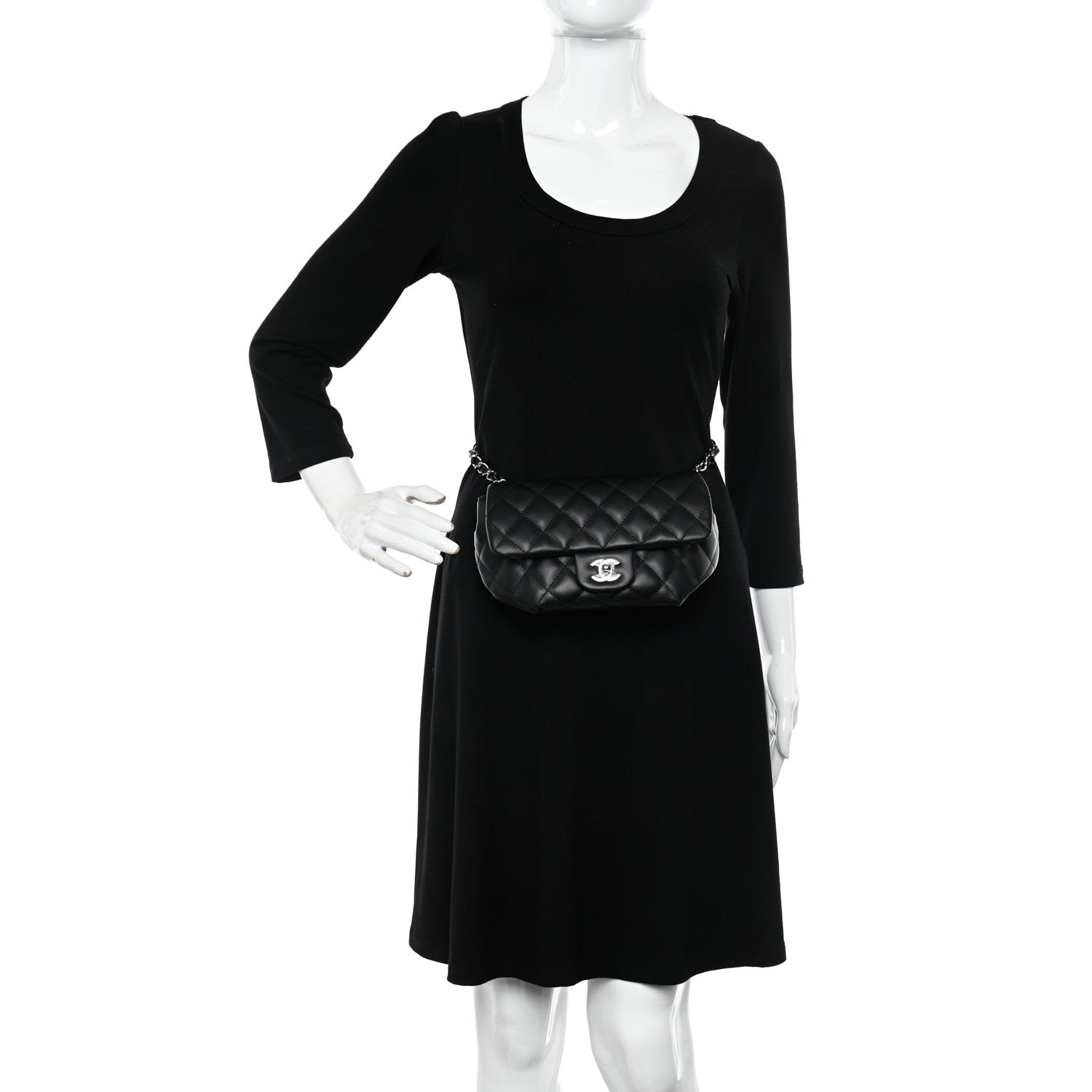 Chanel Calfskin Quilted CC Uniform Flap Belt Bag Black 2 of 9