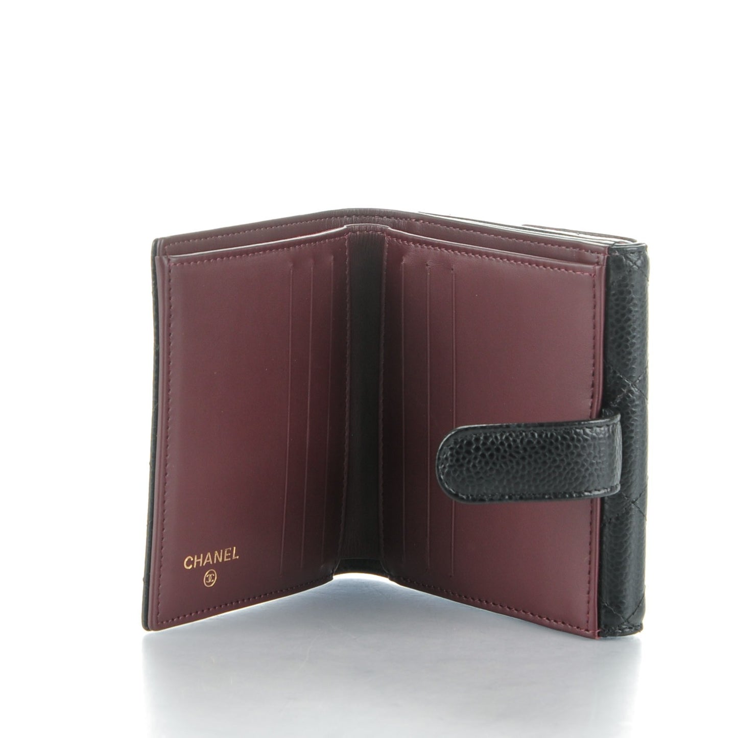 Caviar Quilted Compact French Flap Wallet