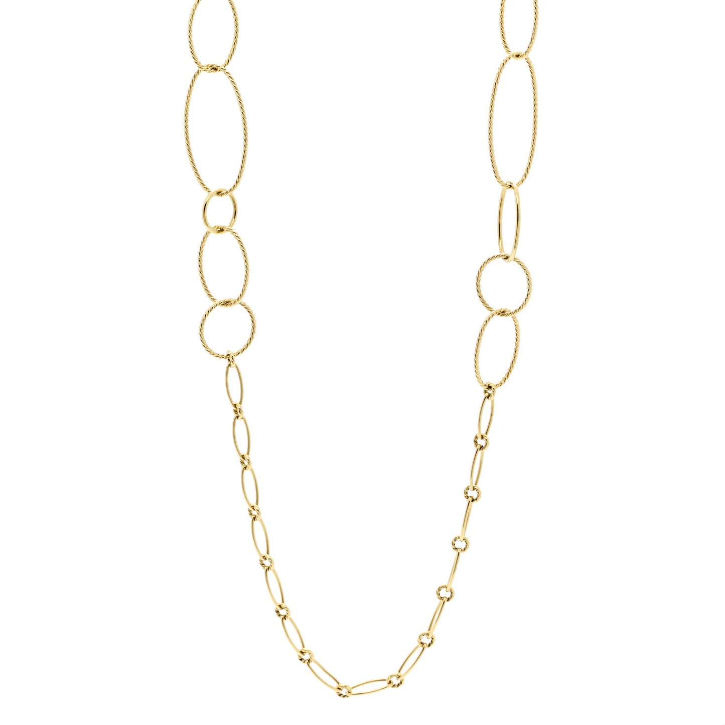 18K Yellow Gold Mobile Link Chain Necklace 36"