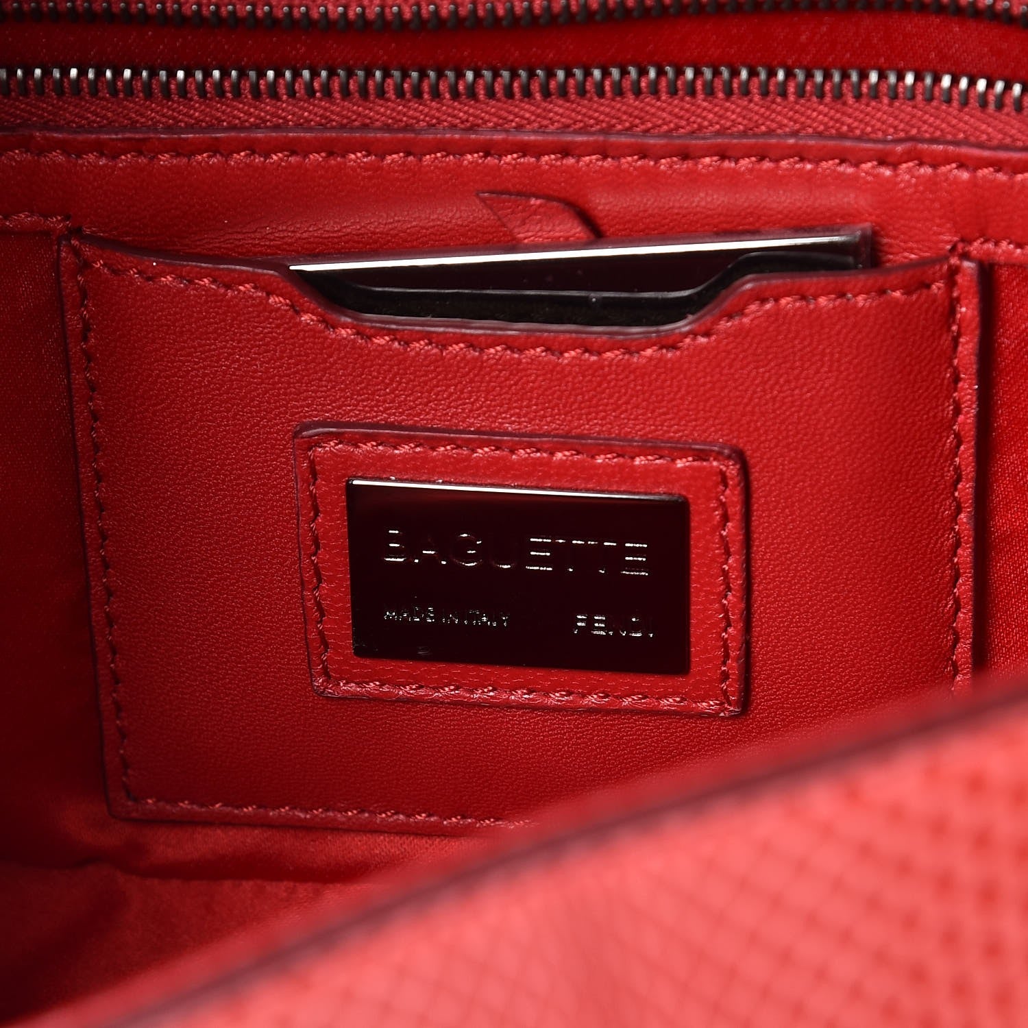 Fendi Snakeskin Studded Baguette Dark Pink 6 of 7