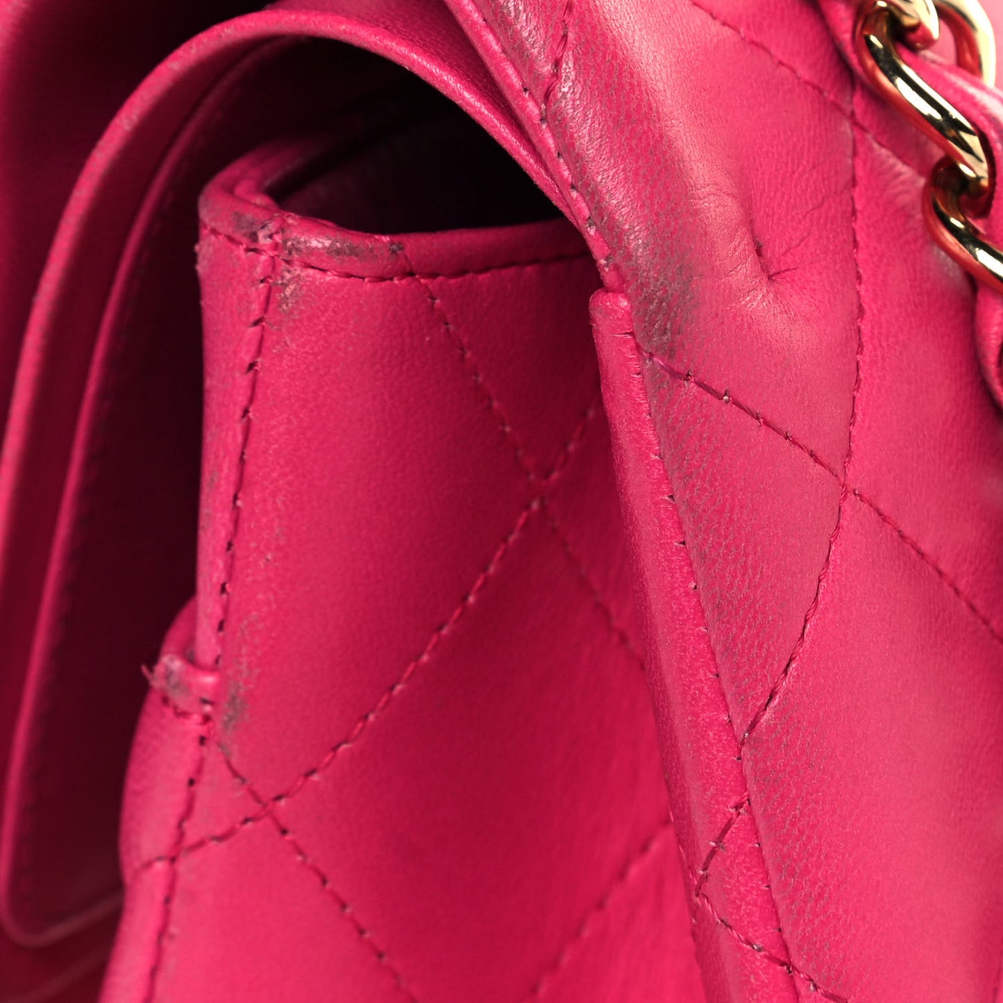 Lambskin Quilted Jumbo Double Flap Dark Pink