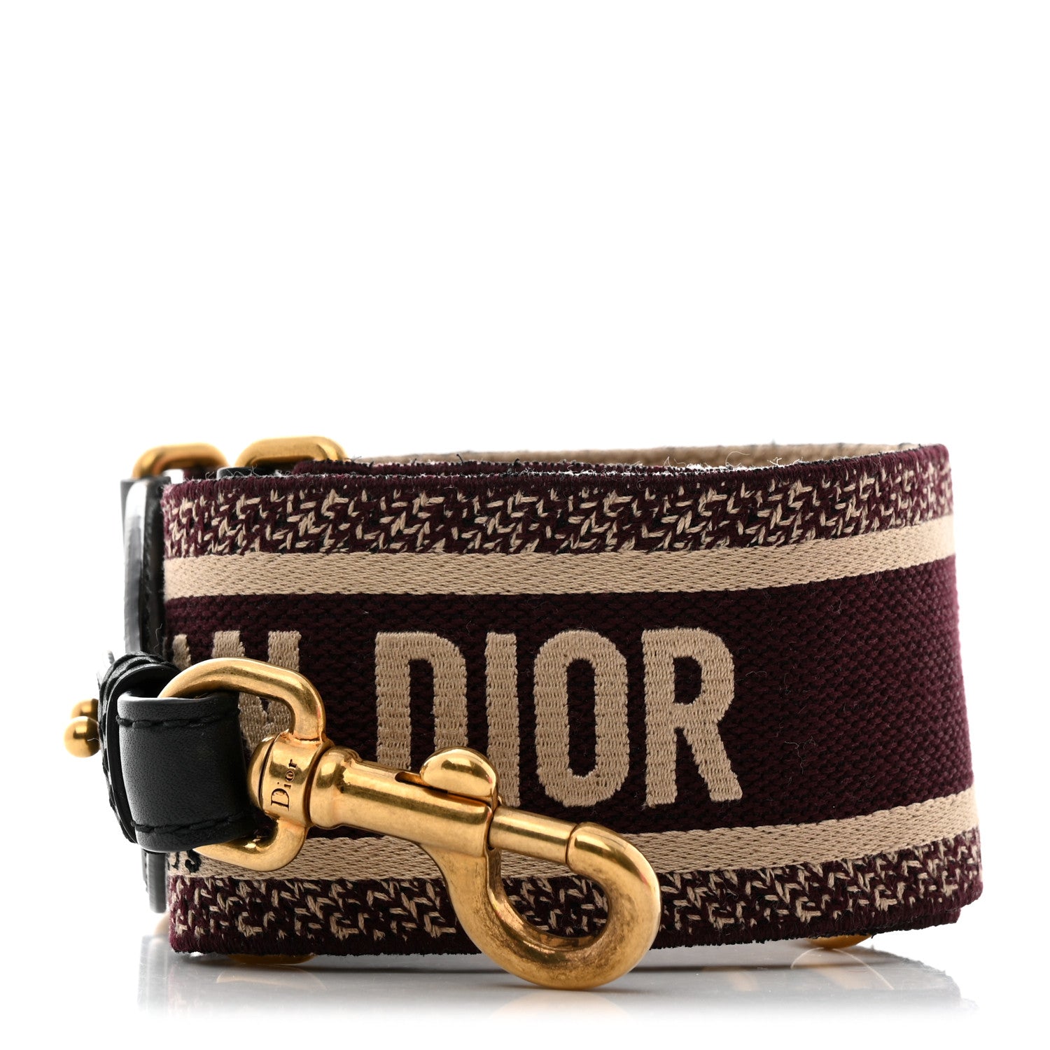 Christian Dior Canvas Embroidered Shoulder Strap Burgundy 1 of 5