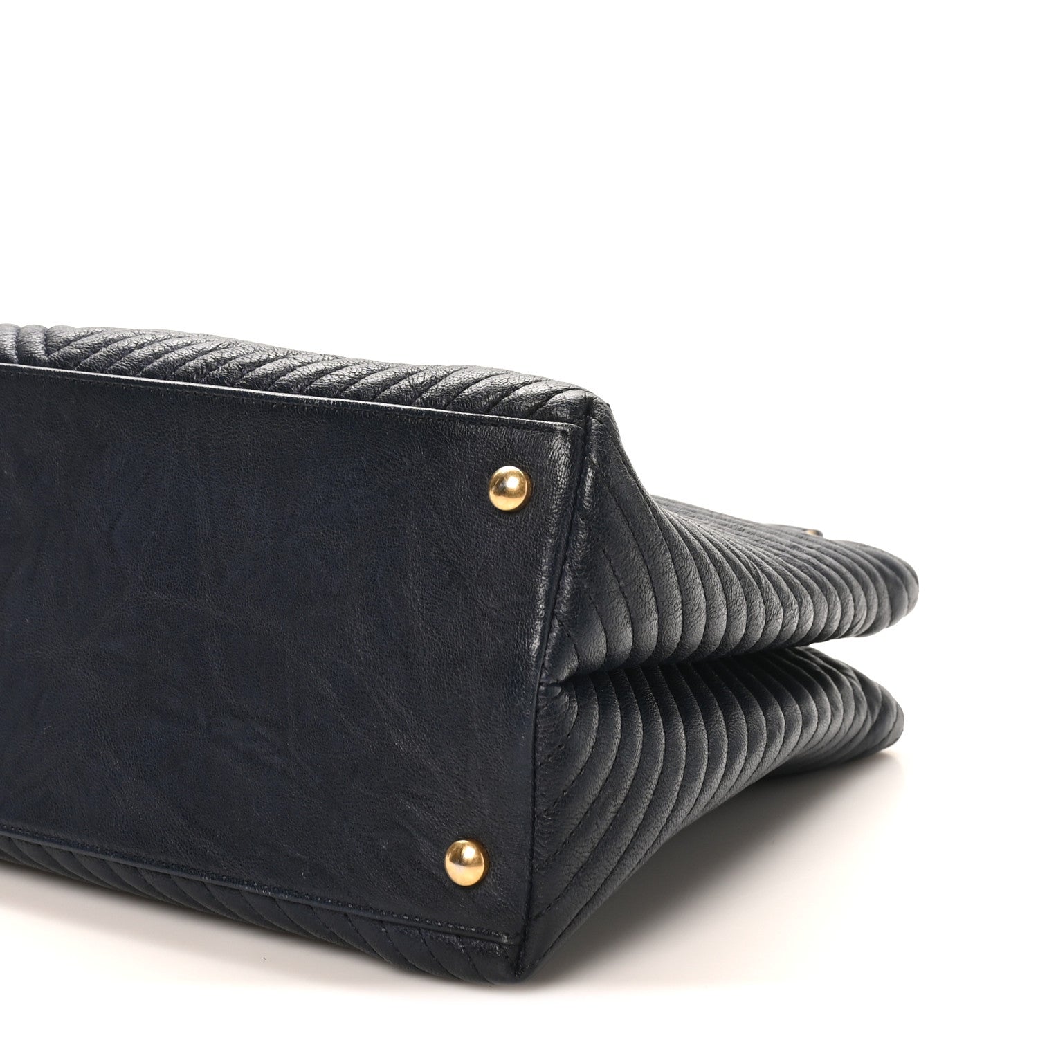 Chanel Wrinkled Lambskin Chevron Quilted Surpique Tote Navy Blue 10 of 10