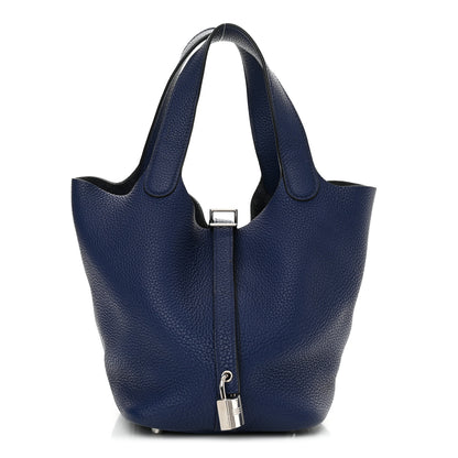 Hermes Taurillon Clemence Picotin Lock 18 PM Bleu Saphir 1 of 12