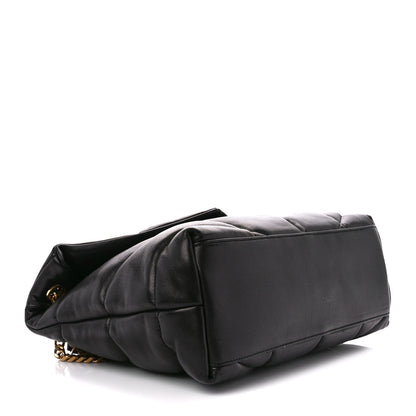 Saint Laurent Lambskin Quilted Medium Loulou Puffer Monogram Chain Satchel Black 4 of 11