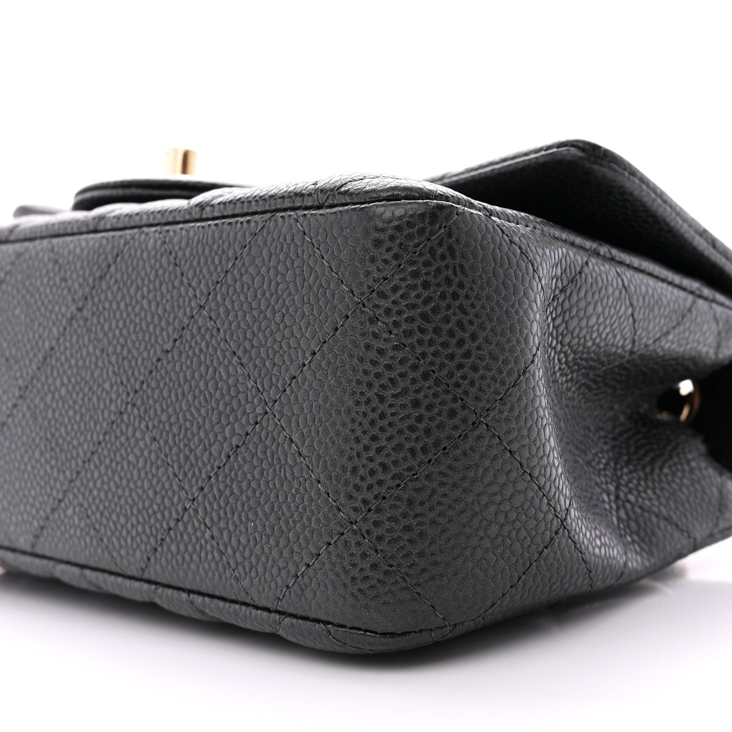 Caviar Quilted Mini Rectangular Flap Dark Grey