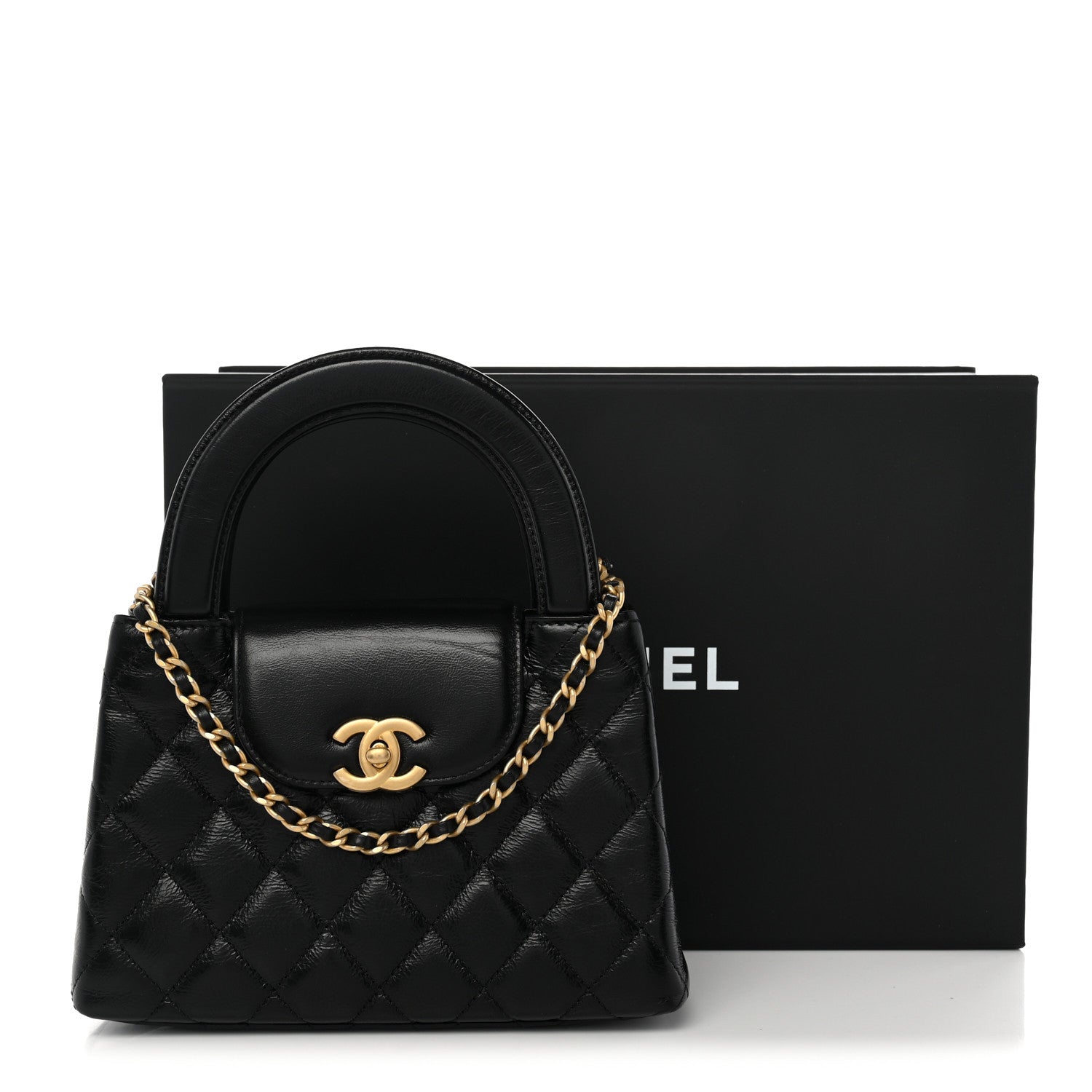 Chanel Shiny Aged Calfskin Quilted Nano Kelly Shopper Black 11 of 11