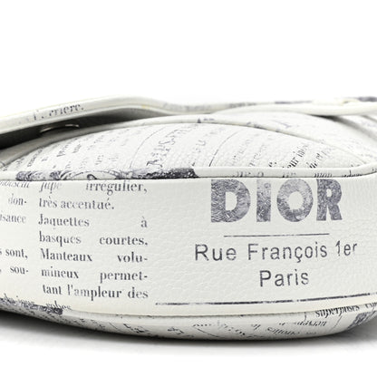 Christian Dior X Daniel Arsham Grained Calfskin Newspaper Print Saddle Bag White 9 of 10