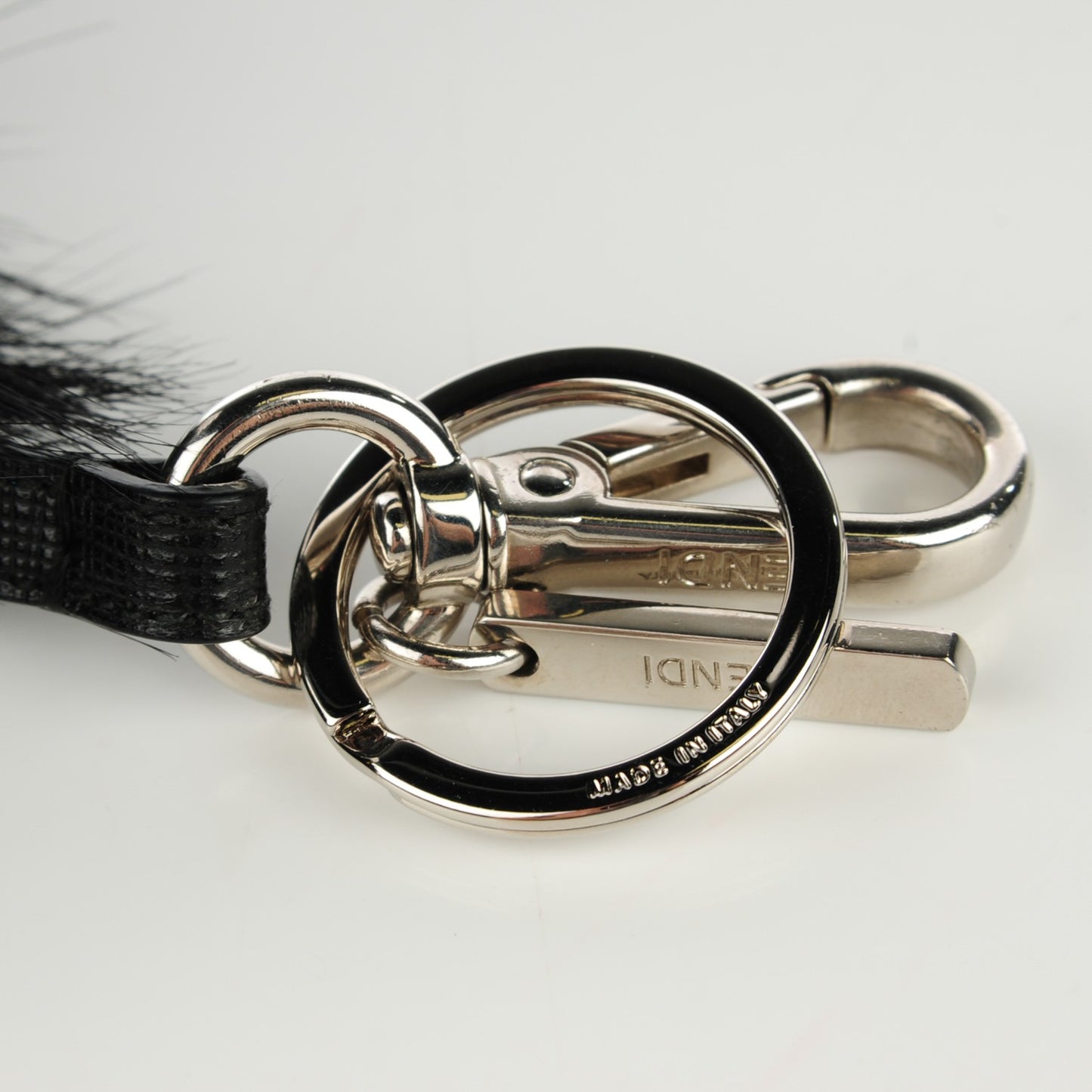 Vitello Elite Fox Fur Fusto Monster Bag Bug Charm Black Yellow