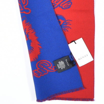 Gucci Wool Tiger Room Scarf Red 4 of 5