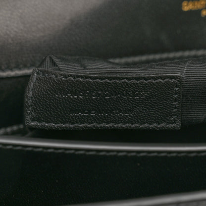 Saint Laurent Calfskin Crocodile Embossed Gaby Satchel Black 7 of 11