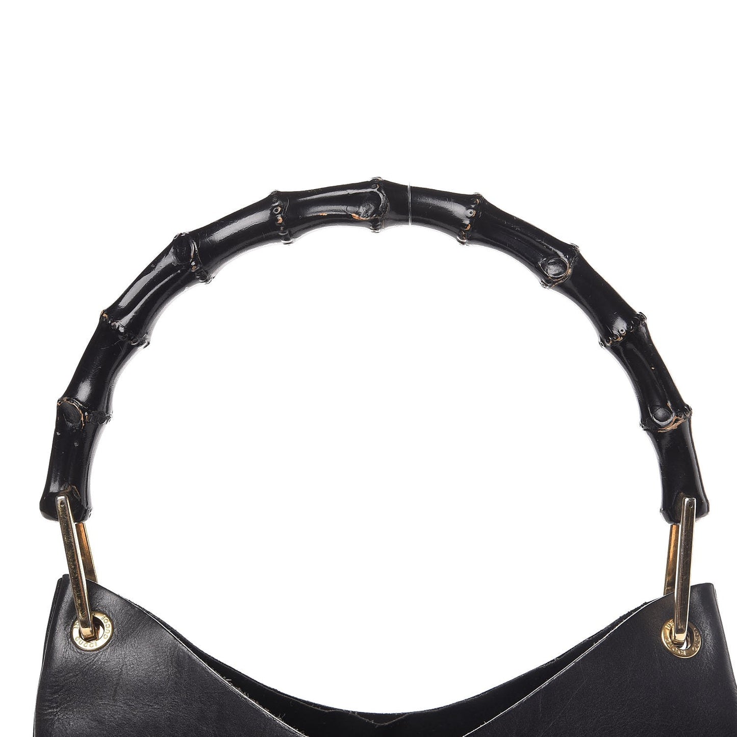 Calfskin Bamboo Handle Shoulder Bag Black
