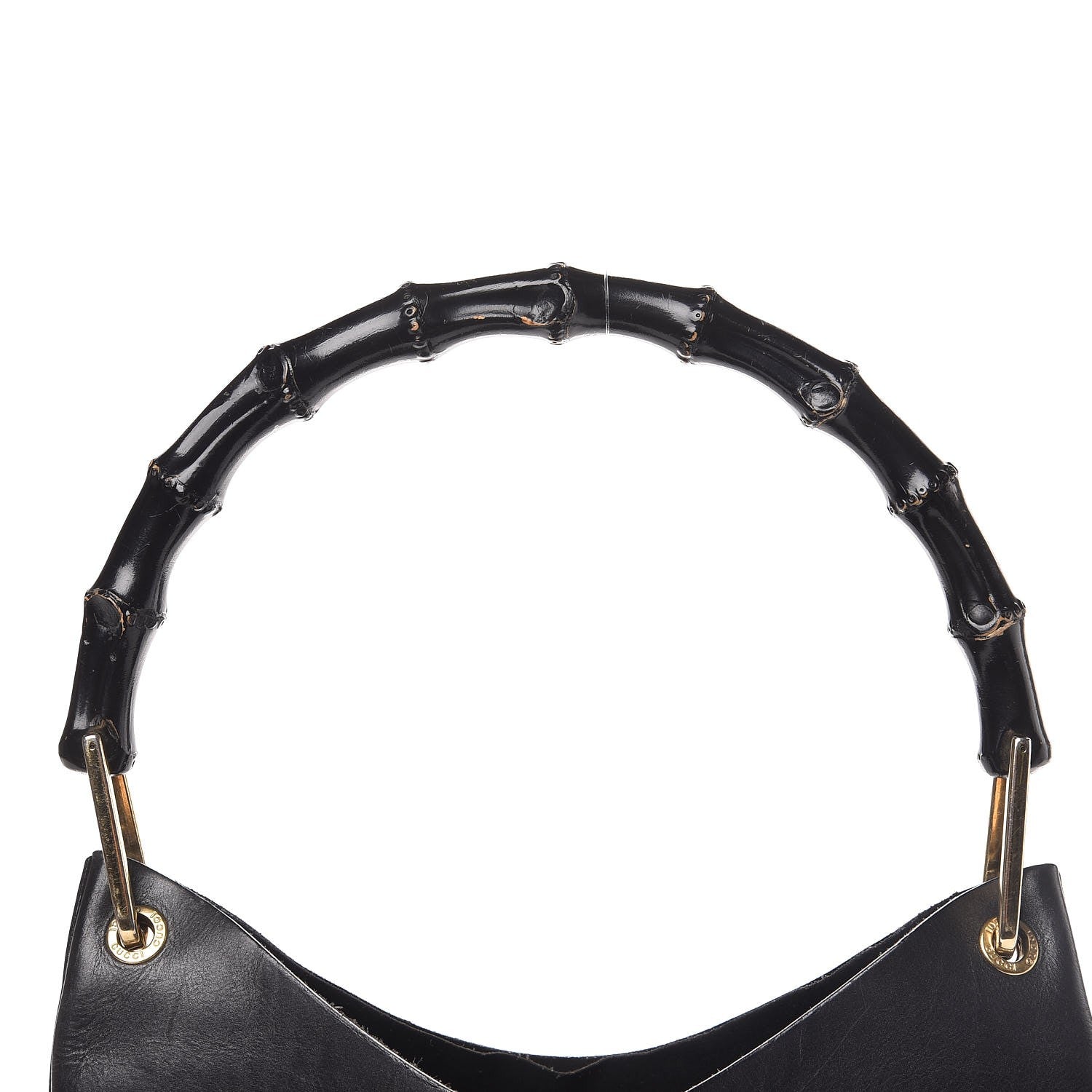 Gucci Calfskin Bamboo Handle Shoulder Bag Black 10 of 20