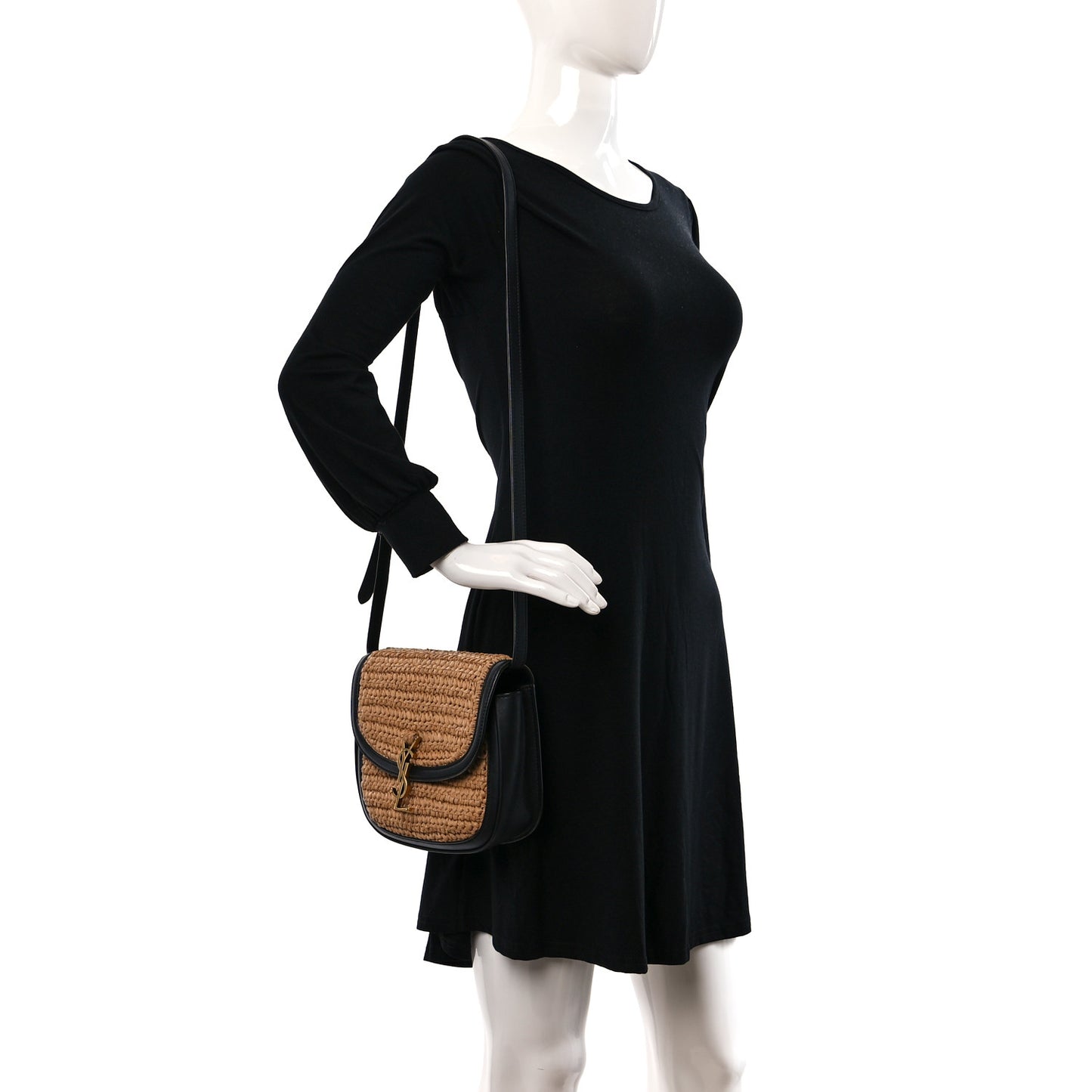 Woven Raffia Monogram Kaia Satchel Tan
