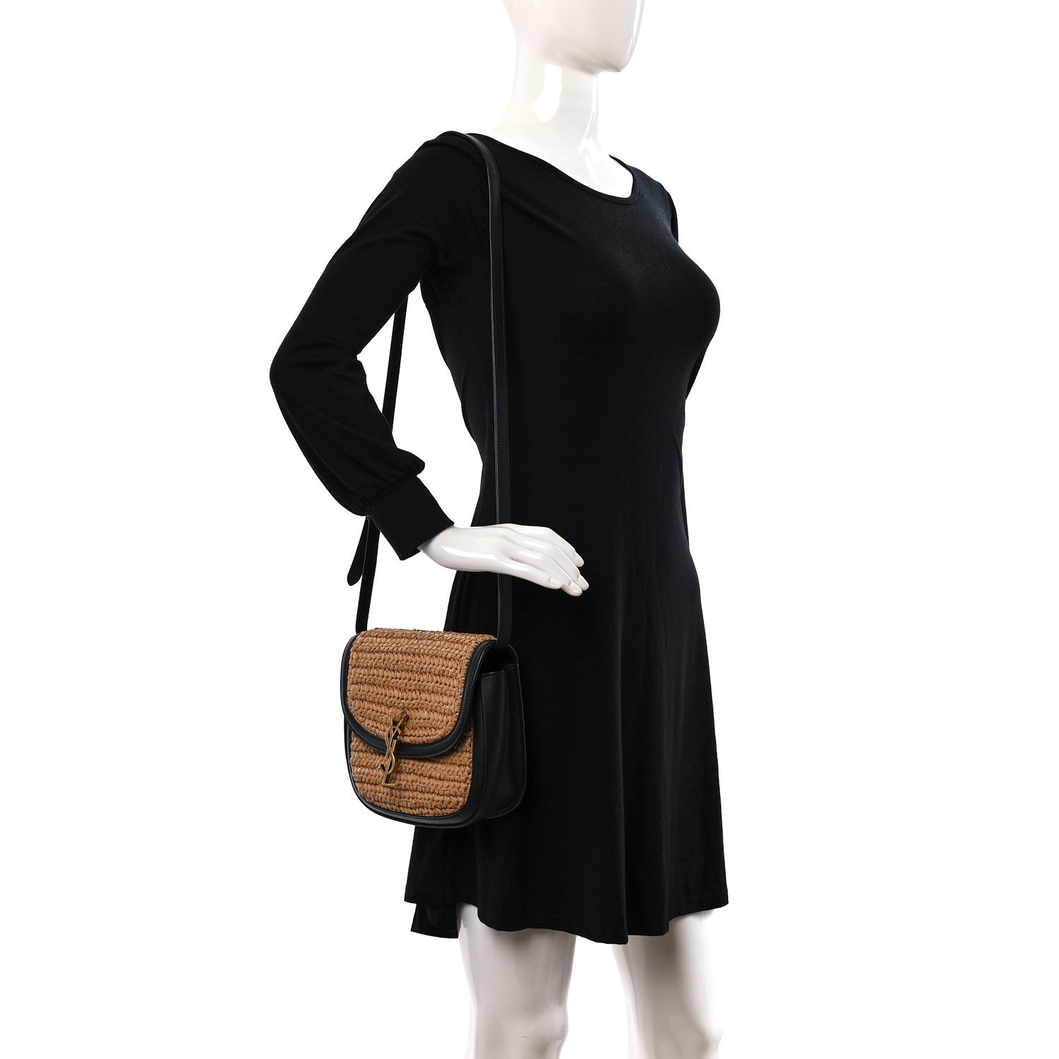 Saint Laurent Woven Raffia Monogram Kaia Satchel Tan 2 of 11