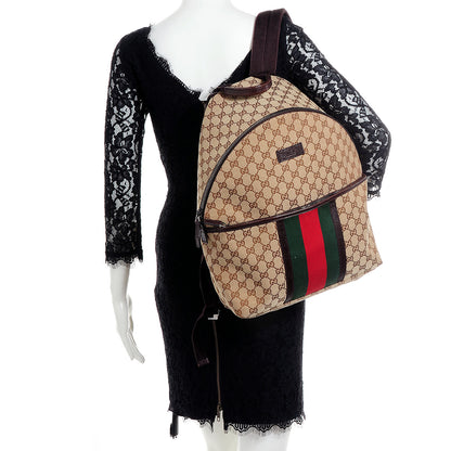 Gucci GG Monogram Web Medium Classic Backpack Brown 2 of 7