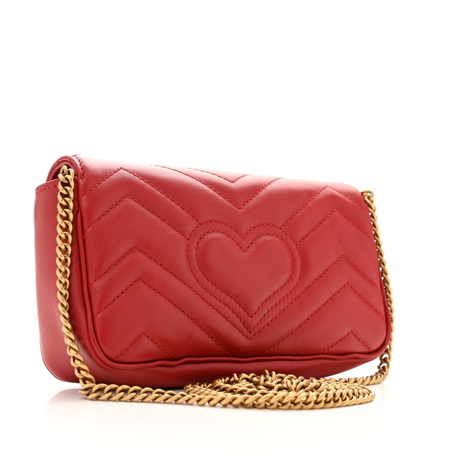 Gucci Calfskin Matelasse Super Mini GG Marmont Shoulder Bag Hibiscus Red 3 of 11