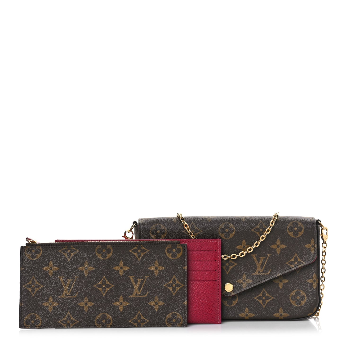 Monogram Pochette Felicie Chain Wallet Fuchsia