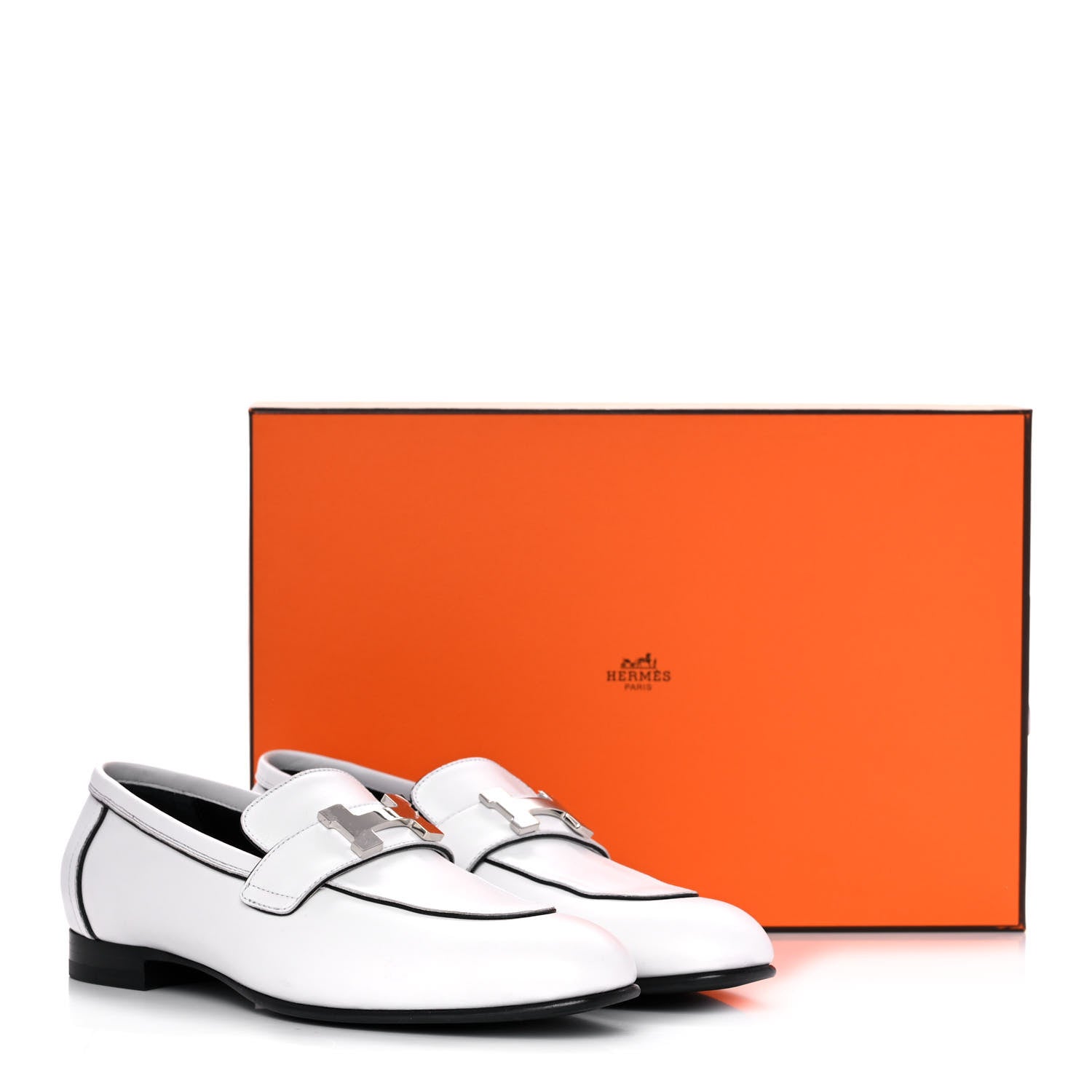 Hermes Calfskin Womens Paris Loafers 36.5 White 9 of 9