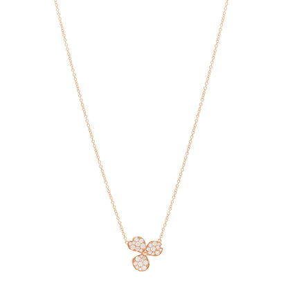 Tiffany 18K Rose Gold Diamond Paper Flowers Pave Pendant Necklace 1 of 4