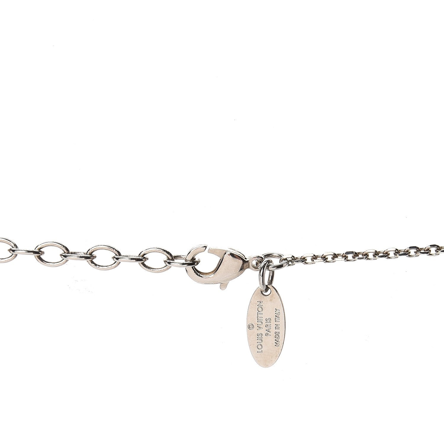 Louis Vuitton Wood Leather Ring Necklace Silver 4 of 5