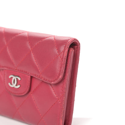 Chanel Lambskin Quilted Flap Card Holder Wallet Dark Pink 10 of 12