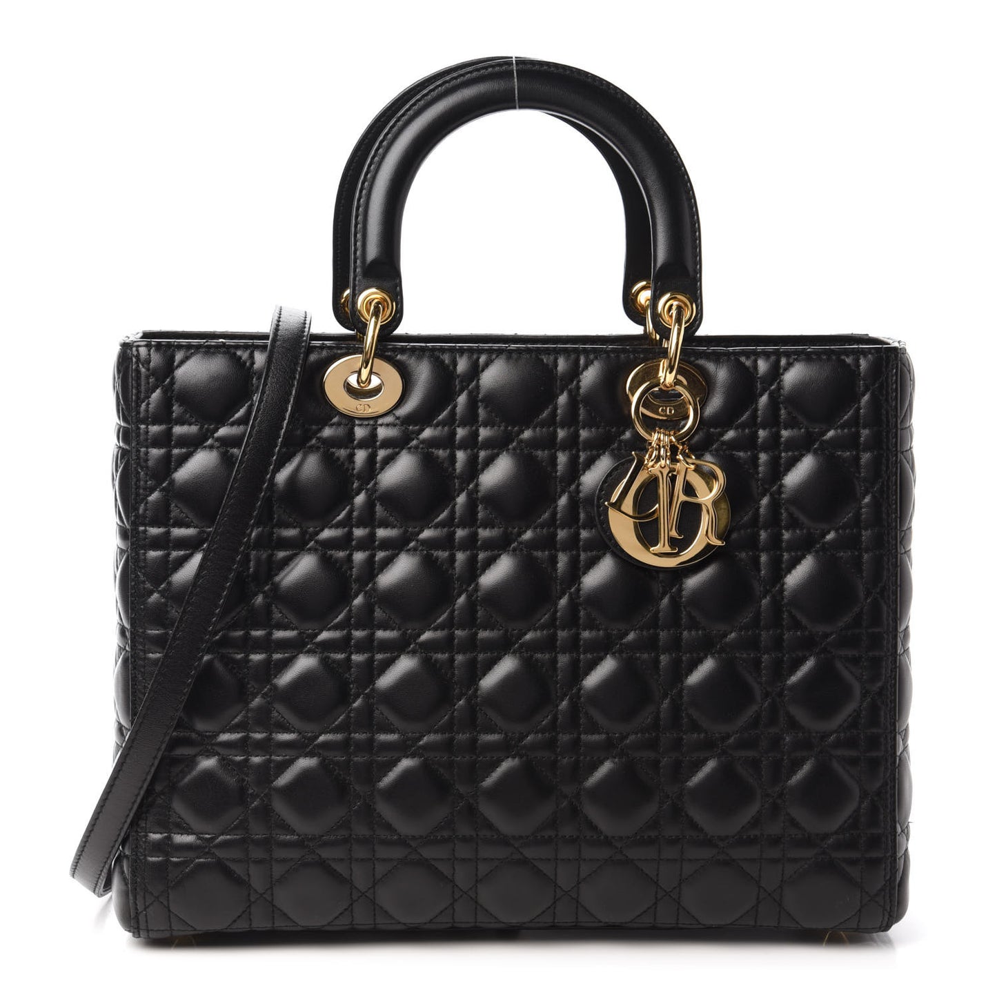 Lambskin Cannage Large Lady Dior Black