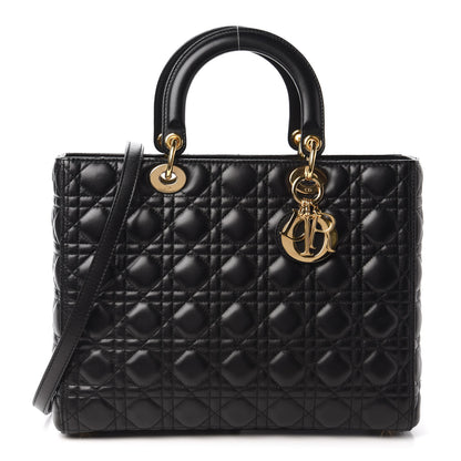 Christian Dior Lambskin Cannage Large Lady Dior Black 1 of 10
