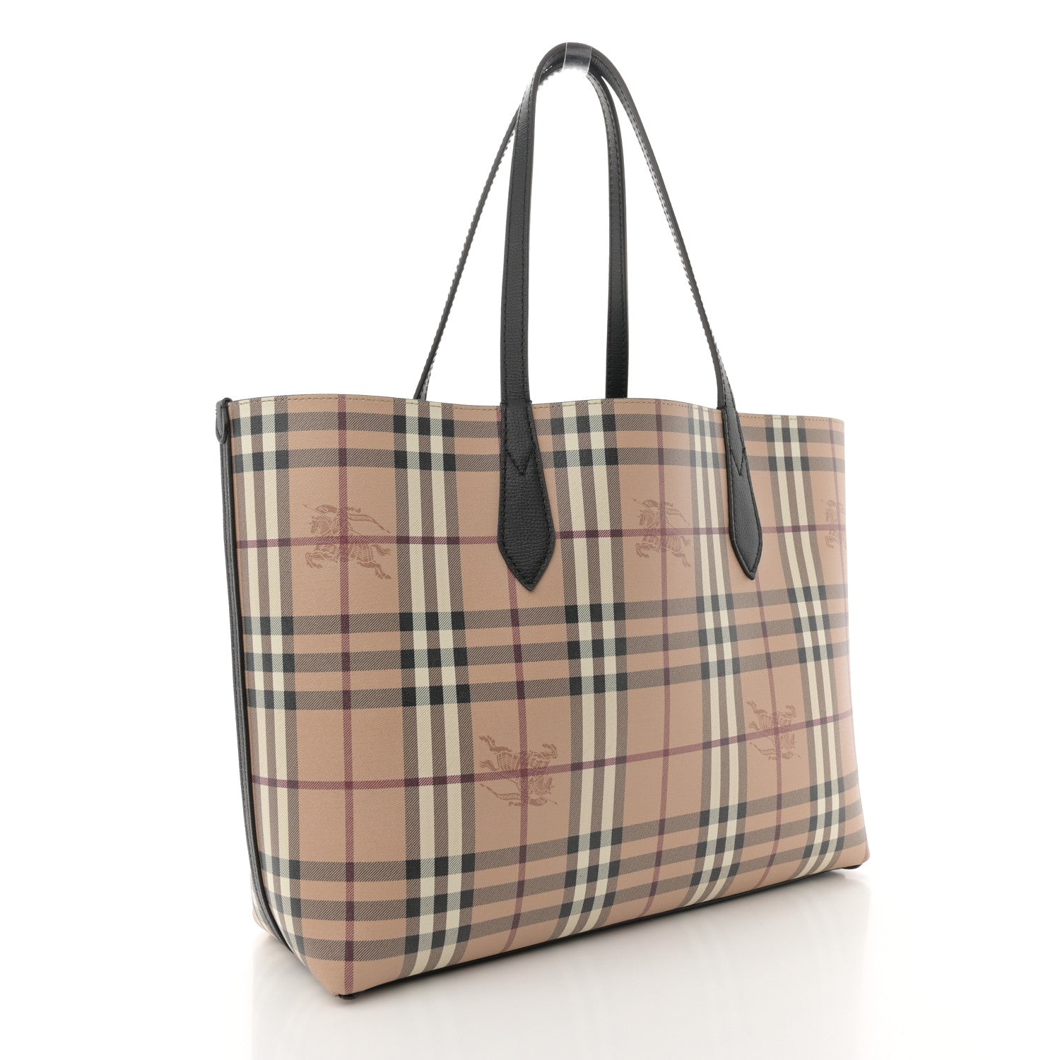 Burberry Grainy Calfskin Haymarket Check Medium Reversible Tote Black 5 of 16