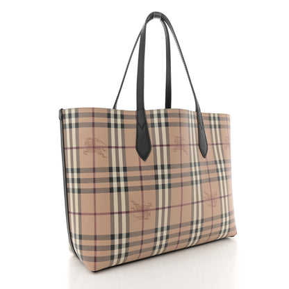 Burberry Grainy Calfskin Haymarket Check Medium Reversible Tote Black 5 of 16