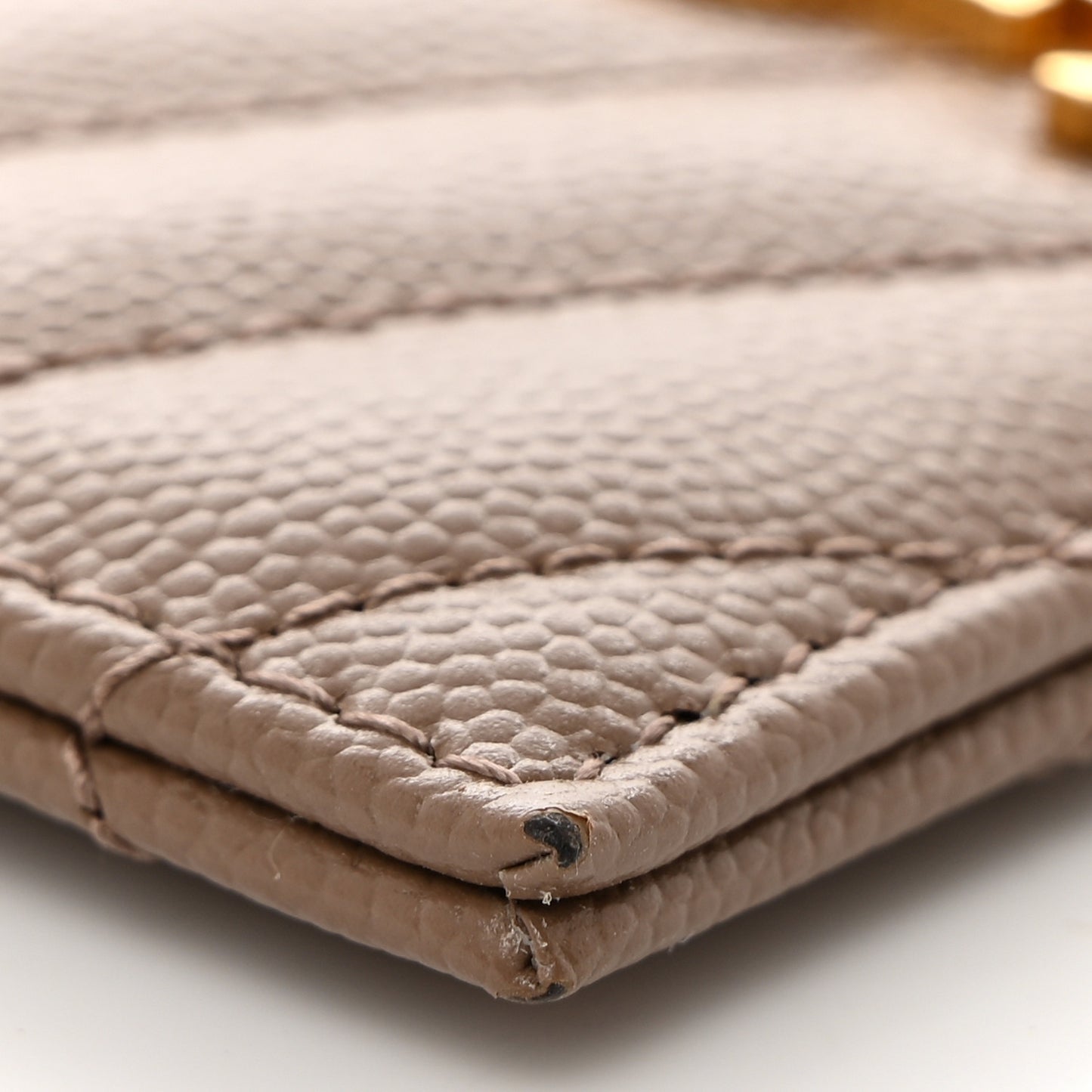 Grain De Poudre Matelasse Chevron Monogram Credit Card Case Natural Dark