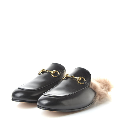 Gucci Calfskin Fur Mens Princetown Slippers 6 Black 3 of 9