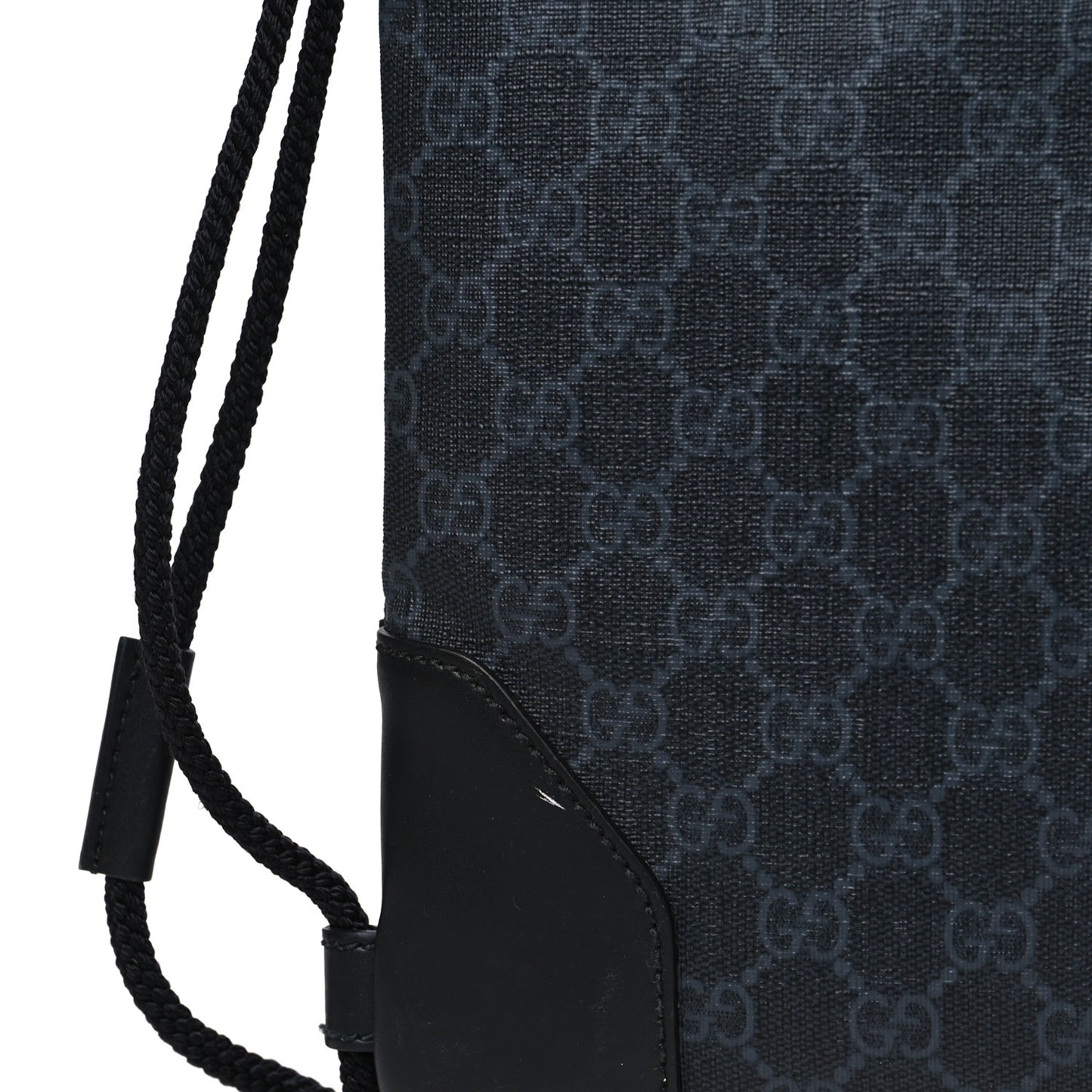 Soft GG Supreme Monogram Appia Calfskin Web Drawstring Backpack Black