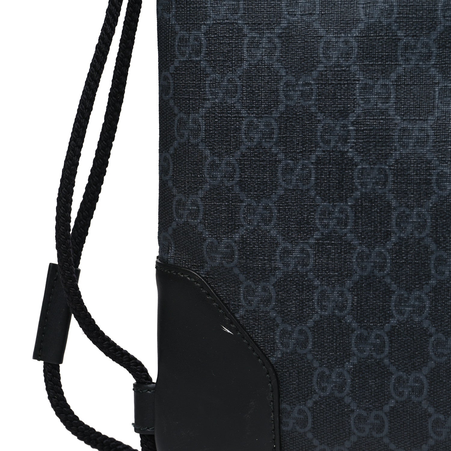Gucci Soft GG Supreme Monogram Appia Calfskin Web Drawstring Backpack Black 11 of 12