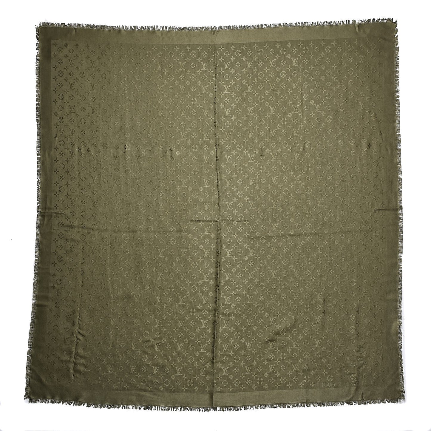 Silk Wool Monogram Shawl Kaki