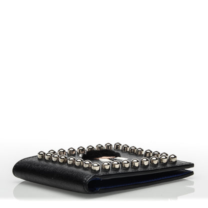 Fendi Vitello Elite Flamingo Mink Karlito Studded Bi-Fold Wallet Black White Plaster 4 of 9