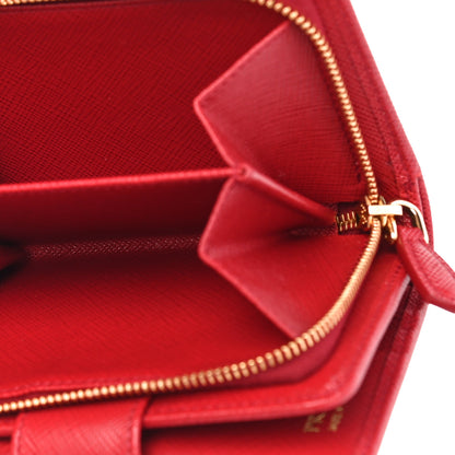 Prada Saffiano Metal Compact Wallet Fuoco 3 of 11