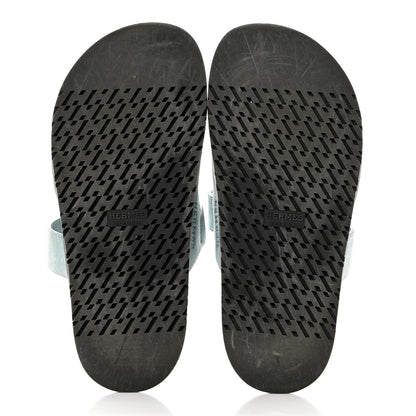Hermes Suede Goatskin Womens Chypre Sandals 38 Vert D'eau 5 of 12