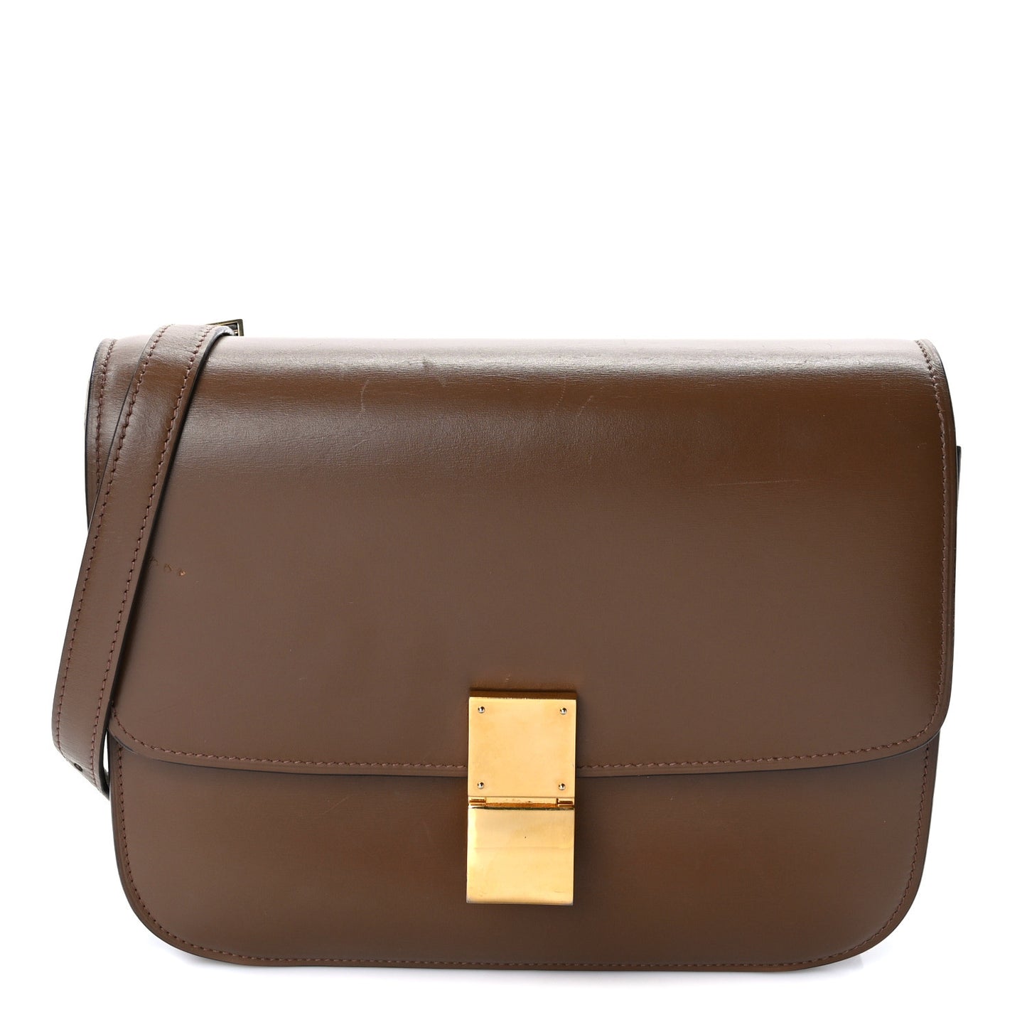 Box Calfskin Medium Classic Box Flap Bag Camel