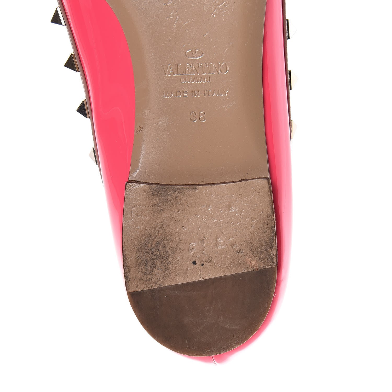 Valentino Garavani Patent Nappa Rockstud Ballerina Flats 38 Fuxia Fluo Poudre 11 of 20