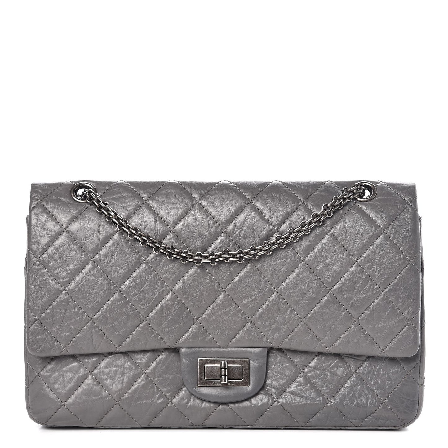 Aged Calfskin Quilted 2.55 Reissue 227 Flap Grey