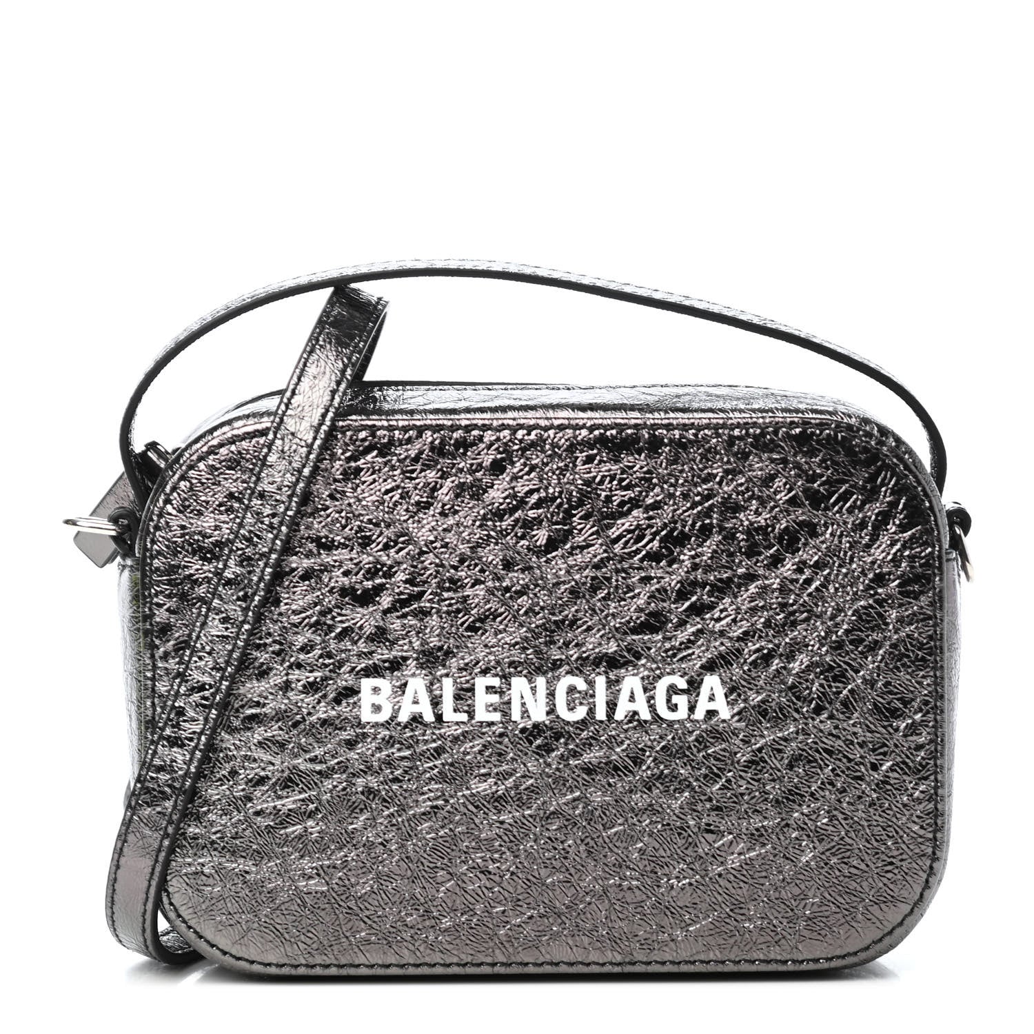 Balenciaga Metallic Textured Calfskin XS Everyday Camera Bag with Handle Black 1 of 4