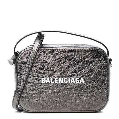 Balenciaga Metallic Textured Calfskin XS Everyday Camera Bag with Handle Black 1 of 4