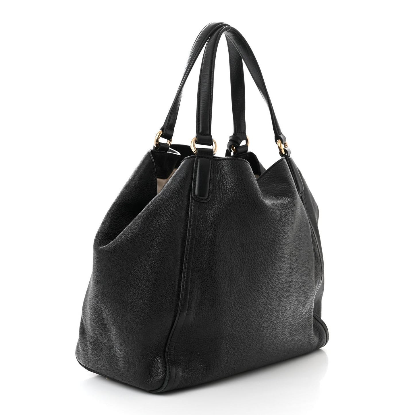 Pebbled Calfskin Medium Soho Shoulder Bag Black