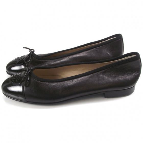 Chanel Patent Leather Tip Ballerina Flats 35.5 Black 2 of 10
