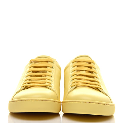 Gucci Calfskin Interlocking G Perforated Womens Ace Sneakers 38.5 Banana Straw Yellow 2 of 9
