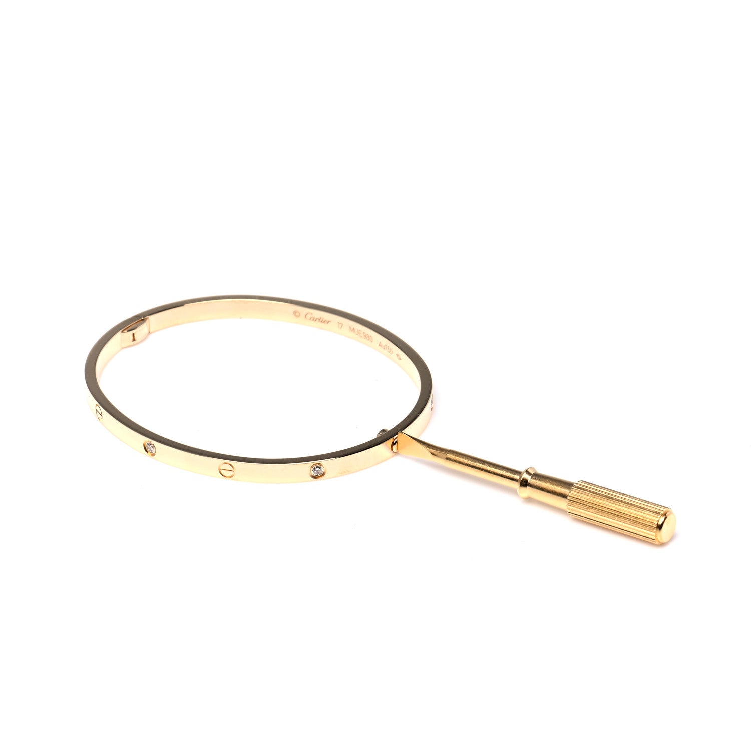 Cartier 18K Yellow Gold 6 Diamond Small LOVE Bracelet 17 4 of 7