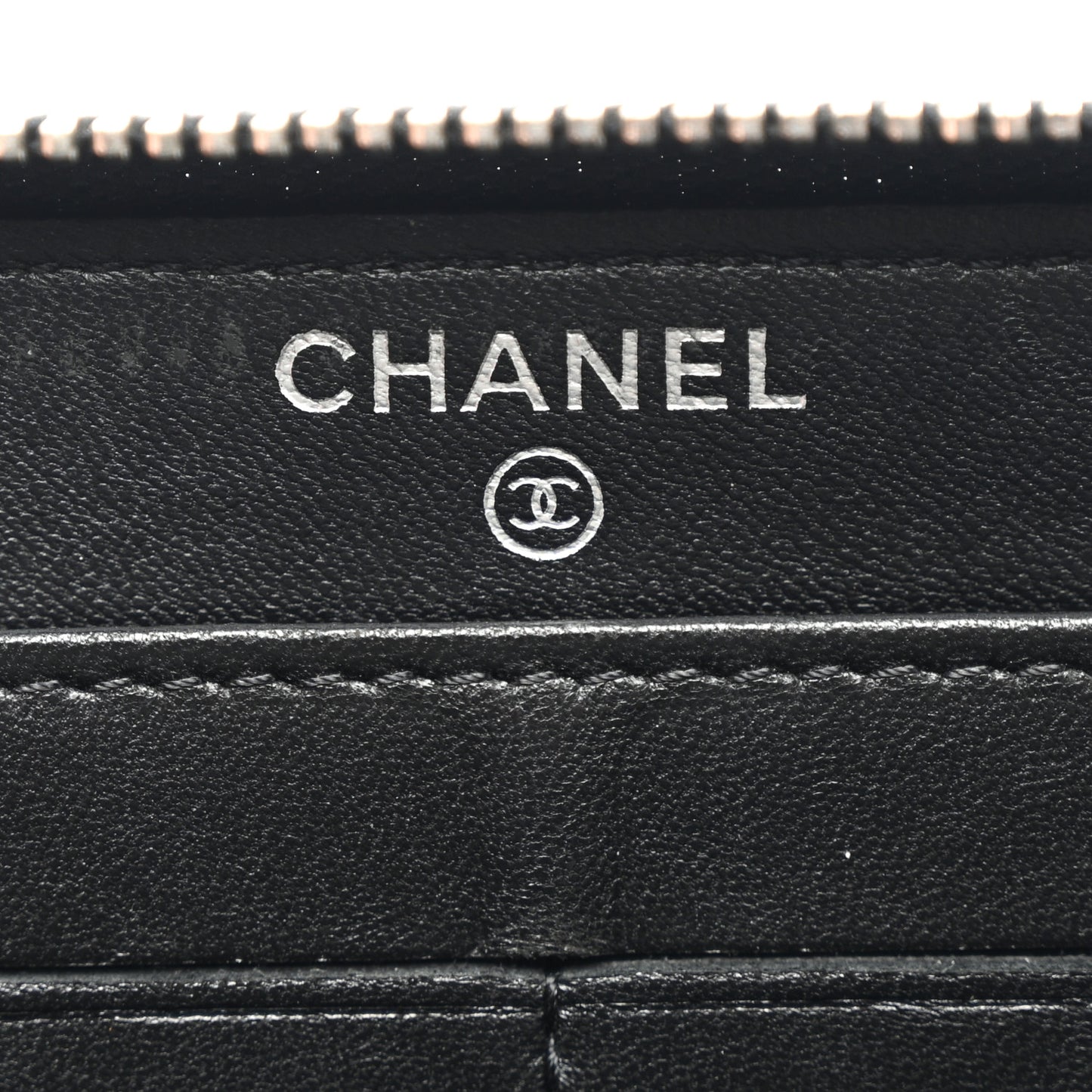 Lambskin Quilted Large Gusset Zip Around Wallet Black