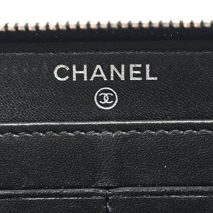 Chanel Lambskin Quilted Large Gusset Zip Around Wallet Black 6 of 11